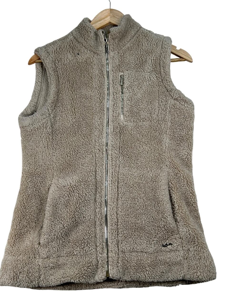 Calvin Klein Women’s XS Beige Sherpa Fleece Vest Full Zip Soft Cozy